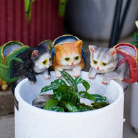 Cat Statue Garden Decor Flower Plant Pot Hanging Figurine Garden Tool Organizer