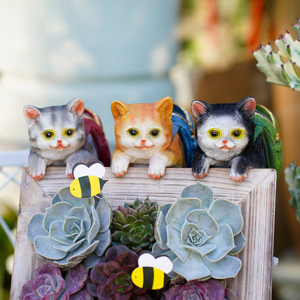 Cat Statue Garden Decor Flower Plant Pot Hanging Figurine Garden Tool Organizer