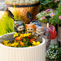 Cat Statue Garden Decor Flower Plant Pot Hanging Figurine Garden Tool Organizer