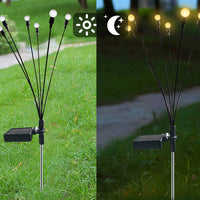 Solar Powered Firefly Light Ground Patio Stake Walkway Lamp Outdoor Garden Decor -Warm Light