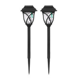 2Pcs Solar Powered Lamps Ground Lights Patio Stake Walkway Outdoor Garden Decor-Warm Light