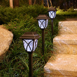 2Pcs Solar Powered Lamps Ground Lights Patio Stake Walkway Outdoor Garden Decor-White Light