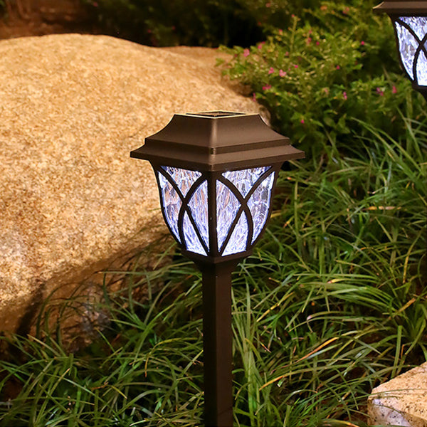 2Pcs Solar Powered Lamps Ground Lights Patio Stake Walkway Outdoor Garden Decor-White Light