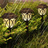 2Pcs Solar Powered Lamps Ground Lights Patio Stake Walkway Outdoor Garden Decor-Warm Light