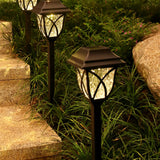 2Pcs Solar Powered Lamps Ground Lights Patio Stake Walkway Outdoor Garden Decor-Warm Light