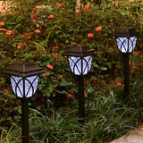 2Pcs Solar Powered Lamps Ground Lights Patio Stake Walkway Outdoor Garden Decor-White Light