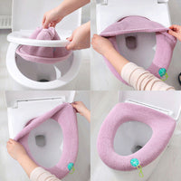 4PCS Winter Warm Bathroom Stretchable Closestool Toilet Seat Cover Pads