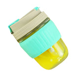 350ml Glass Straw Cups with Silicone Protective Sleeve Green