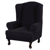 Wingback Chair Cover Stretch Armchair Wing Chair Slipcover Wing Back Chair Cover-Black