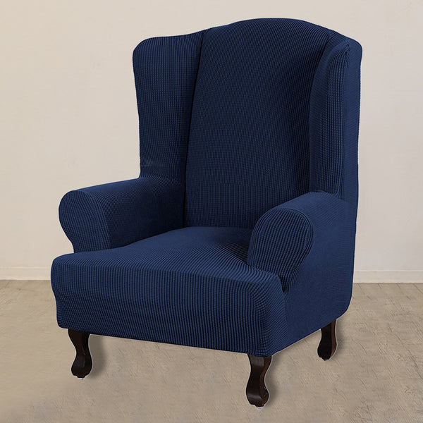 Wingback Chair Cover Stretch Armchair Wing Chair Slipcover Wing Back Chair Cover-Blue