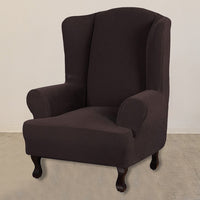 Wingback Chair Cover Stretch Armchair Wing Chair Slipcover Wing Back Chair Cover-Coffee