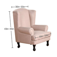 Wingback Chair Cover Stretch Armchair Wing Chair Slipcover Wing Back Chair Cover-Coffee