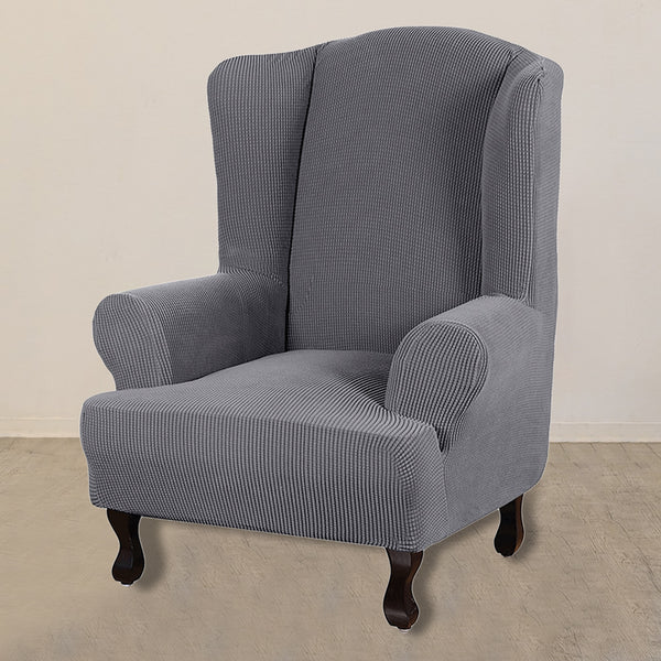 Wingback Chair Cover Stretch Armchair Wing Chair Slipcover Wing Back Chair Cover-Grey