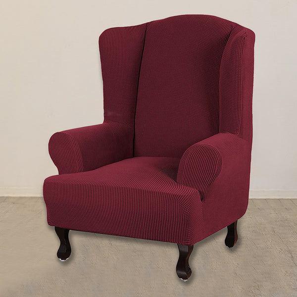 Wingback Chair Cover Stretch Armchair Wing Chair Slipcover Wing Back Chair Cover-Red