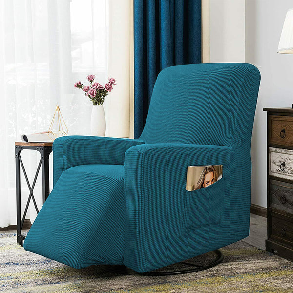 Stretch Recliner Cover Lift Reclining Recliner Chair Slip Cover Recliner Slipcover-Peacock Blue