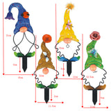 Set of 4Pcs Metal Gnome Statue Garden Sculpture Yard Stake Home Decor Lawn Ornament