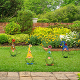 Set of 4Pcs Metal Gnome Statue Garden Sculpture Yard Stake Home Decor Lawn Ornament