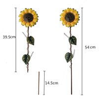 Shaking Head Sunflower Garden Statues Metal Yard Stakes Flower Bed Decor