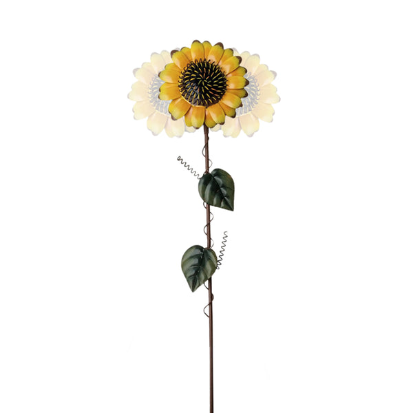 Shaking Head Sunflower Garden Statues Metal Yard Stakes Flower Bed Decor