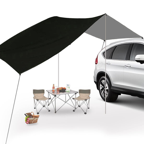 Car Awning Tent Sun Shelter Car Tailgate Shade Road Trip Camping Canopy Shade Black