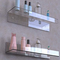 2Pcs Acrylic Floating Wall Ledge Shelf Wall Mounted Shelves Kitchen Spice Rack