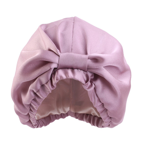 Women Satin Sleeping Cap Wrap Hair Bonnet Turban Elastic Headwear Purple