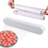 Adjustable Food Wrap Cutter Kitchen Cling Film Dispenser with Slide Cutter