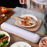 Adjustable Food Wrap Cutter Kitchen Cling Film Dispenser with Slide Cutter