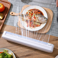 Adjustable Food Wrap Cutter Kitchen Cling Film Dispenser with Slide Cutter