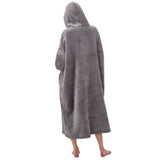 Unisex Oversized Hoodie Wearable Blanket with Visual Phone Window Light gray