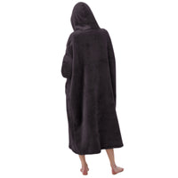 Unisex Oversized Hoodie Wearable Blanket with Visual Phone Window Dark gray