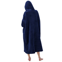 Unisex Oversized Hoodie Wearable Blanket with Visual Phone Window Navy Blue