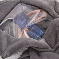 Unisex Oversized Hoodie Wearable Blanket with Visual Phone Window Light gray