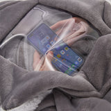 Unisex Oversized Hoodie Wearable Blanket with Visual Phone Window Dark gray