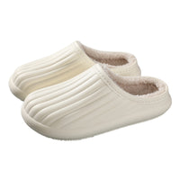 Pair of Water Resistant Plush Slippers Thick Sole Warm Shoes Home Slippers White