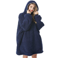 Sherpa Hoodie Blanket - Navy