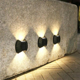 4Pcs 2LED Solar Wall Lamp Shell Garden Night Lights-Warm White Light