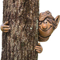 Peeping Elf Garden Statues Figurines Tree Hanging Sculpture Yard Art Garden Decoration