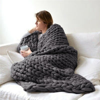 100 x 120cm Chunky Knitted Blanket Throw Blanket Thick Yarn Blanket-Dark Grey