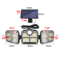 3 Head Motion Sensor Solar Light Wall Lamp Garden Yard Light with Remote Control and Connect Cable