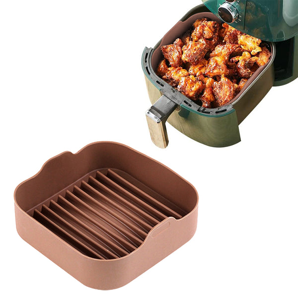 Reusable Air Fryer Silicone Pot Oven Baking Tray Pan Air Fryer Liner-Coffee