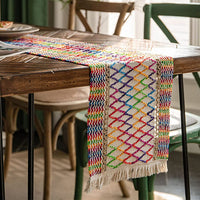 Cotton Linen Weave Table Runner with Tassels Style 1