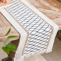 Cotton Linen Weave Table Runner with Tassels Style 4