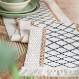 Cotton Linen Weave Table Runner with Tassels Style 4