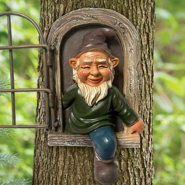 Elf Out The Door Garden Statue Figurines Gnome Tree Hugger Decor Yard Art Garden Decoration-Style 2