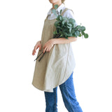 Cotton Aprons Cross Back Apron with Pockets for Kitchen Flower Shop-Khaki