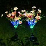 Solar Lamp Daisy Ground Light Patio Stake Walkway Outdoor Garden Decor-White Flower