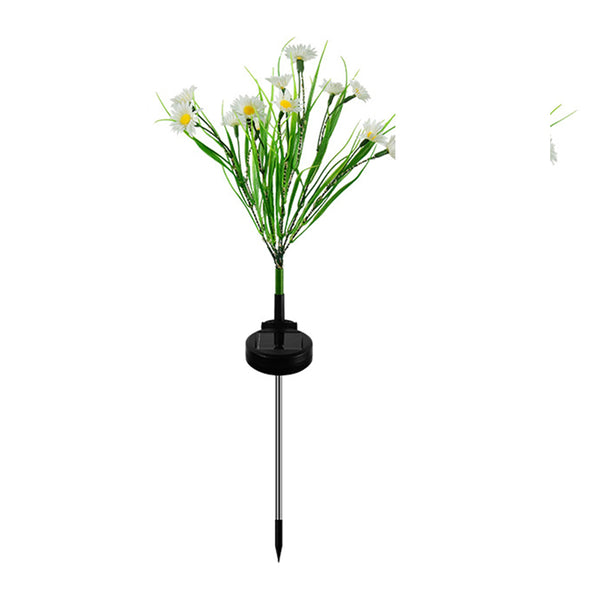 Solar Lamp Daisy Ground Light Patio Stake Walkway Outdoor Garden Decor-White Flower