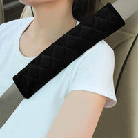 2Pcs Fleece Auto Seat Belt Covers Seatbelt Shoulder Pad Car Accessories Black