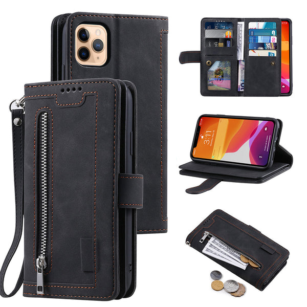 PU Leather Wallet Phone Case for iPhone 13 Black